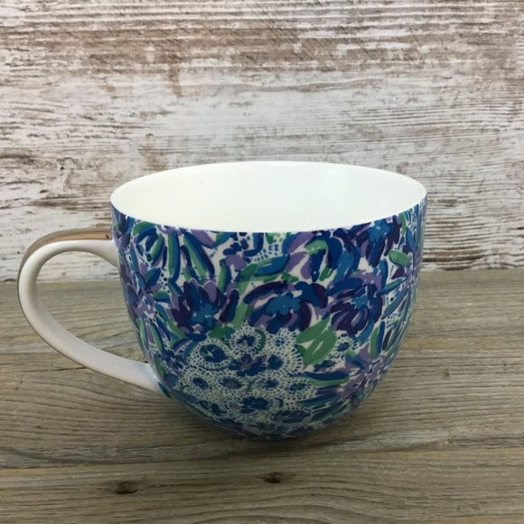 Lilly Pulitzer Ceramic Mug Blue Purple Green Floral Coffee Tea Cup 12 oz - Picture 3 of 8